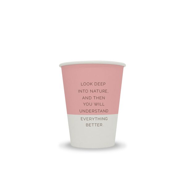 12oz Single Wall Paper Cup - White/Pink